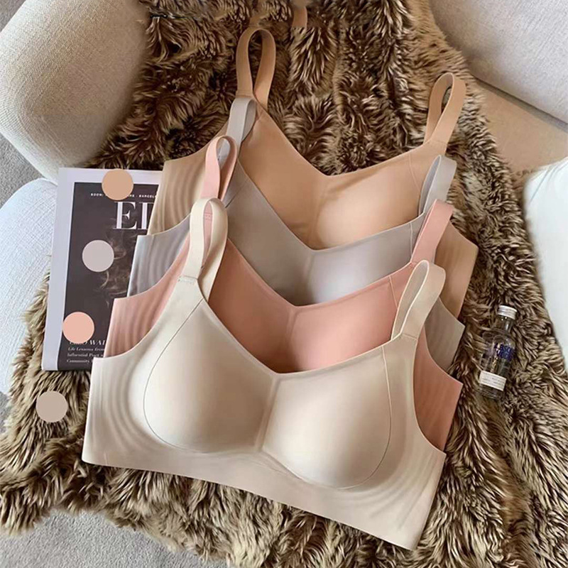 New Solid Color Removable Padded Bralette Wireless BH Push up Bra Brassiere Jelly Bra Laser Cut Adults Jelly Seamless Bra