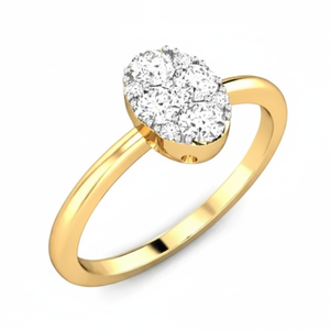 Bague de fiançailles classique pour femme en or jaune 14 carats avec diamants naturels taille brillant en grappe, sertie à griffes, 0,15 carat au total, prix de gros - Product Image 2