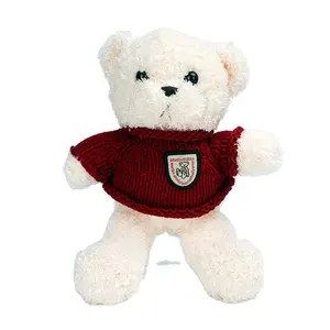 Nuevo juguete de peluche de oso personalizado blanco suave de 30CM con suéter rojo juguete de peluche para ambos sexos