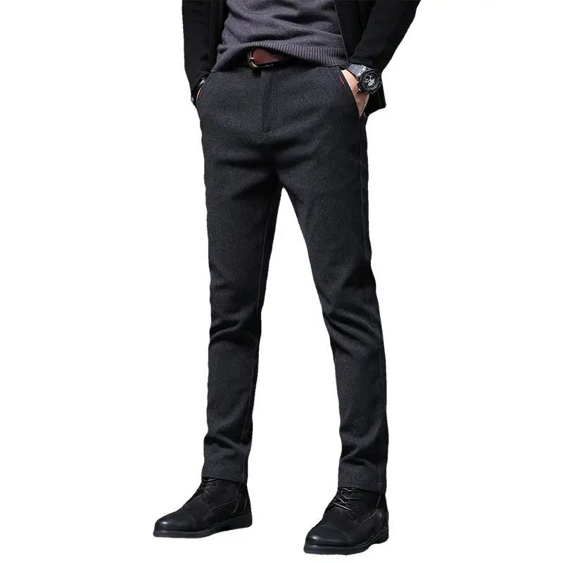 Pantalones informales de terciopelo para hombre, pantalón suelto de negocios, color sólido, para Otoño e Invierno