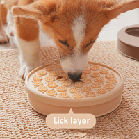 VaryWell Nouveau Modèle Très Vendu Plaque de Léchage Ronde 3 en 1 en Silicone pour Animaux de Compagnie (Chiens et Chats) avec Moules à Friandises Congelées et Anti-Dérapante pour Alimentation Lente