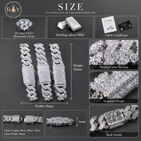 Nouveautés Bijoux Hip-Hop Style Rappeur 10mm 12 13 2 rangs Moissanite VVS1 Certificat GRA Argent S925 Plaqué Rhodium Cadeau