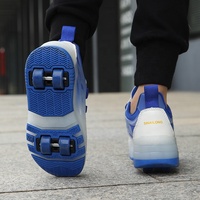 Chaussures de roller à quatre roues lumineuses et respirantes en synthétique pour enfants, garçons et filles, pour la marche en extérieur, roues de sport, activation par le coup de pied