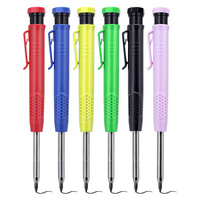 Crayon de charpentier mécanique pour marquage de trous profonds de 2,8 mm, taille-crayon intégré, pointe longue, plastique ABS + métal, impression UV/numérique, OEM