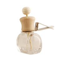 Diffuseur de parfum en verre 8 ml pour voiture avec bouchon en bois et clip de fixation pour grille d'aération