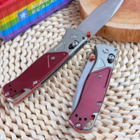 Couteau de collection pliant EDC 535-09 pour le camping, manche en alliage d'aluminium bicolore avec accents rouges, lame finition Stonewashed, ouverture par bouton-poussoir