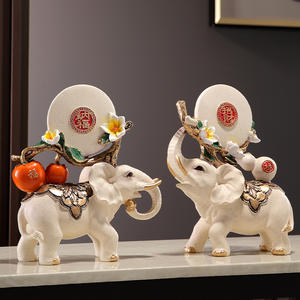 Figurines d'éléphants en résine époxy Lucky Nafu, art populaire, sculpture artistique, paire, décorations pour salon, véranda, cadeau de pendaison de crémaillère, nouvelle maison - Product Image 3