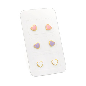 Pendientes de botón en forma de corazón, chapados en oro, aleación de zinc, rosa, blanco, morado, coloridos, joyería de moda para mujer, regalo - Product Image 4