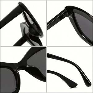 Lunettes de soleil personnalisées tendance 2022, style rétro, grande monture blanche, UV400, lunettes de soleil œil de chat polygonales pour femmes - Product Image 6