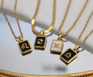 Collar de Acero Inoxidable con Colgante de Esmalte de los 12 Signos del Zodiaco, Joyería Hecha a Mano, Collar Cuadrado con Horóscopo, Regalo de Joyería - Product Image 6