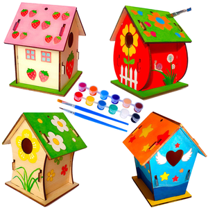 Design moderno in legno Wind Chime <span class=keywords><strong>Bird</strong></span> House Set giocattolo funzionale fai da te per bambini - Product Image 6