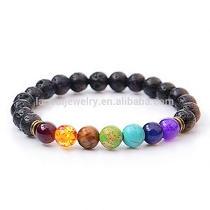 <span class=keywords><strong>Homme</strong></span> Noir Lave <span class=keywords><strong>Chakra</strong></span> Pierre Perles Bracelets - Product Image 1