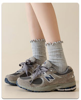 Nouvelle Arrivée Chaussettes Courtes Quotidiennes Décontractées pour Femmes en Coton Respirant avec Joli Volant en Dentelle et Nœud Personnalisé pour Filles