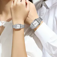 CHENXI 106 Neue 1-teilige Modische Rechteckige Quarz Edelstahl Paaruhr 28mm Zeiger-Zifferblatt 20mm Armband Wasserdicht Geschenk