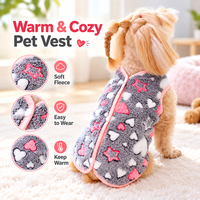 Rompi Bulu Karang PET untuk Anjing dan Kucing dengan Motif Hati Bintang Awan Hangat Lembut Kancing Tekan Musim Gugur Musim Dingin