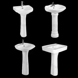 浴室小尺寸带CE陶瓷基座水槽，带水龙头孔独立式两件式基座洗手盆