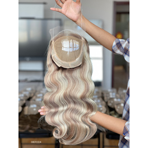Peluca Mini de Cabello Europeo Virgen Natural con Frente de Encaje y Gorra de Encaje, 130% de Densidad, con Colores y Reflejos para Mujeres Blancas - Product Image 2