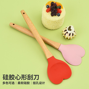 <span class=keywords><strong>Cuillère</strong></span> en bois naturel de qualité alimentaire, <span class=keywords><strong>cuillère</strong></span> en <span class=keywords><strong>silicone</strong></span> en forme de cœur, sans bruit, ustensiles de cuisine en bois - Product Image 6