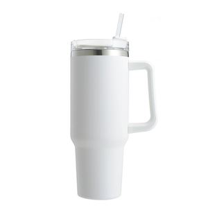 Gobelet isotherme personnalisé de 40 oz en acier inoxydable avec revêtement poudré, pour bière, lait, café, avec poignée et paille - Product Image 3