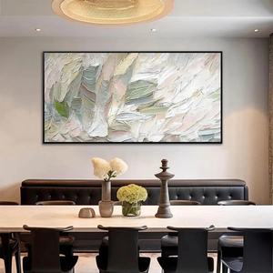 Pintura Abstracta Texturizada Rosa y Verde Pintada a Mano, Arte Original para Pared, Pintura al Óleo sobre Lienzo, Textura 3D, Arte Abstracto Minimalista - Product Image 3