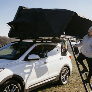 Tente de toit rigide pliable 4 saisons pour voiture 4x4 noire, tente de toit de camping imperméable en aluminium avec échelle pour voitures - Product Image 2