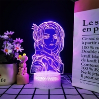Décoration de chambre à coucher sur le thème de l'anime, lumière de nuit blanc chaud, à intensité variable, rechargeable, commande tactile, télécommande, luminosité réglable