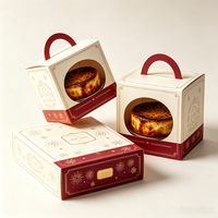 Caja de Regalo para Celebraciones de Varios Tamaños con Ventana Transparente, Caja de Cartón para Pasteles y Postres Vascos, Empaque Personalizado al por Mayor