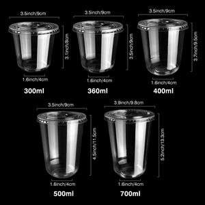 定制徽标 10 12 14 16 18 20盎司 PET PP 圆底透明波霸茶冰咖啡一次性塑料杯带盖 - Product Image 3