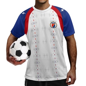 Maillot de football à manches courtes col rond pour homme 2026, équipe nationale d'Haïti, rouge, personnalisé, t-shirt en maille de haute qualité - Product Image 4