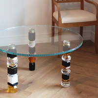 Table basse de luxe en verre cristal de style européen, avec pieds découpés à la main, design de créateur, pour décoration intérieure, table d'appoint de canapé de salon ZiYi