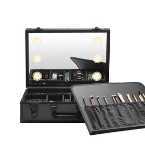 Estuche de maquillaje LED con espejo y luces, organizador cosmético portátil de metal de 18 pulgadas con cajones para almacenamiento en el hogar - Product Image 2