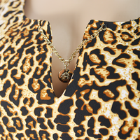 Gaun Kasual Musim Panas Wanita Ukuran Besar Model Eropa Amerika Motif Leopard Bunga Bahan Chiffon Spandex Oversize 3/4 dari Stock Factory Sweet