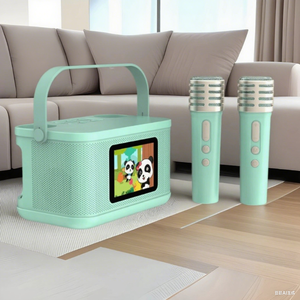 เครื่องคาราโอเกะไร้สายแบบพกพาขนาดเล็ก ชาร์จไฟได้ พร้อมไมโครโฟน 2 ตัว ของขวัญคริสต์มาสสำหรับเด็ก ไมโครโฟนคาราโอเกะสำหรับเด็ก ลำโพงไร้สาย - Product Image 2