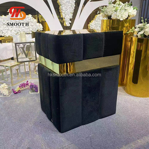 SMOOTH Manufacture Price Ensemble de socles carrés en velours décoratifs pour mariage, colonnes cylindriques décoratives Or Bleu Noir - Product Image 3