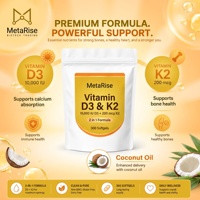 Capsules végétales 2-en-1 de Vitamine D3 et K2, Complément sans OGM, Soutient l'Immunité et la Densité Osseuse pour Adultes, Marque Privée OEM