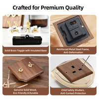 Enchufes Eléctricos Dobles USB Universales, Estándar del Reino Unido, Panel de Madera de Nogal Negro Retro para el Hogar, Interruptor de Luz y Enchufe de Latón