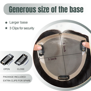 本物の人間の髪のシルクトッパー3 #-レースベース5X5インチシルクベースファインバージンナチュラルヘアトゥーピー女性用シルクトップヘア - Product Image 6