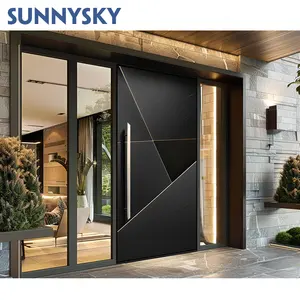 Sunnysky standar Australia prewhung mewah Pivot keamanan pintu eksterior baja pintu dan bingkai pintu depan
