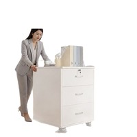 Archivador de Oficina Comercial de Madera con 3 Cajones, Minimalista y Moderno, con Cerradura, con Ruedas, Móvil, para Debajo del Escritorio, Almacenamiento de Documentos