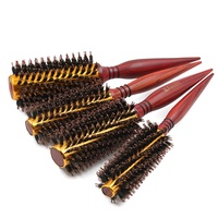 Brosse à cheveux en bois massif avec poils de porc et nylon, à queue pointue, corps en aluminium, résistante à la chaleur, pour cheveux bouclés, brosse à démêler ventilée, laser