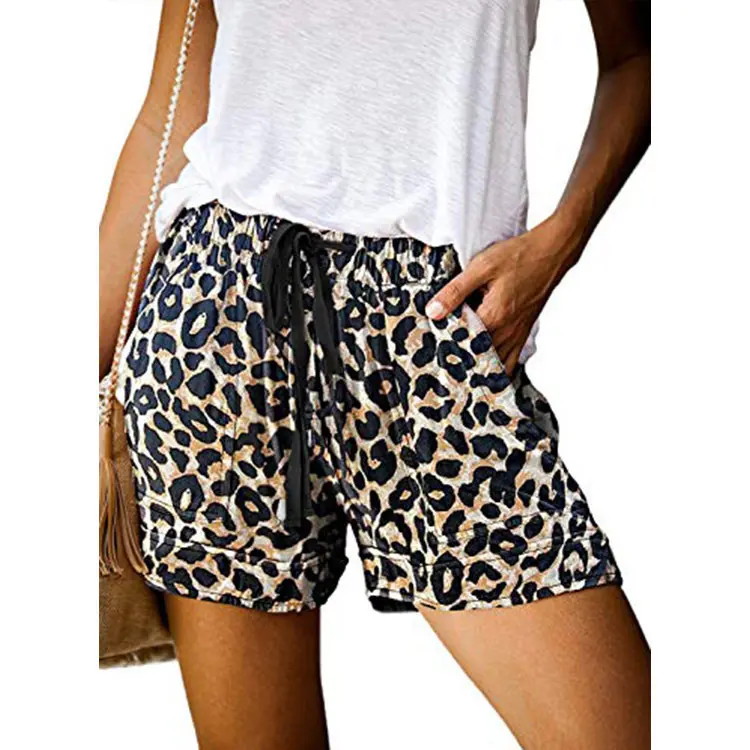 Short imprimé Animal, Short décontracté imprimé léopard, Short grande taille pour femme, pantalon court décontracté