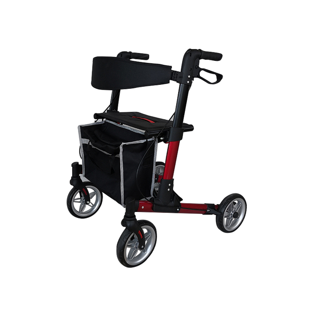 Removable Back Support Aluminum Lightweight Compact Upright Rollator Walker with 136KG Capacity for Elderly/Disabled