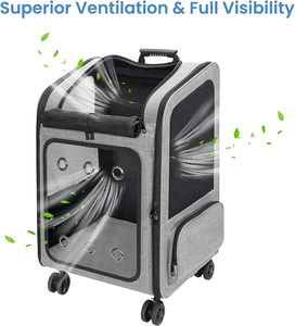 Wholesale Extra Large Durable OEM/ODM <strong>Backpack</strong> Oxford Fabric Collapsible Pet Carrier <strong>Backpack</strong> <strong>Wheels</strong> for Travel/Hiking/Outdoor - Product Image 4
