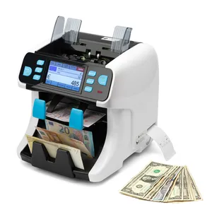 2 Pockets Dual Cis USD/EUR/CAD/MXN Mix Denomination Value Money Counter Banknote Note Counting Machine SH-208C