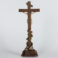 Statues religieuses personnalisées en résine : Jésus debout avec croix pour église, maison, prière, décoration catholique