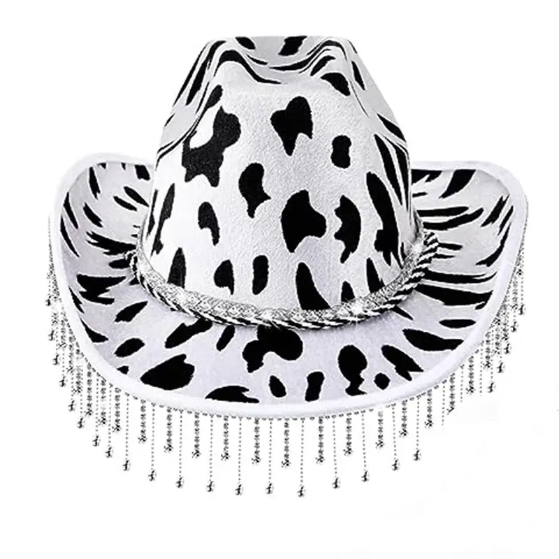 Cowboyhoed Met Strass Diamant Franje Verjaardagsfeestje Disco Carnaval Vrijgezellenfeest Cowgirl Hoed