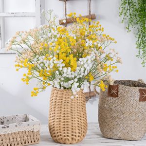 CallaFloral Fleurs artificielles de Gypsophile Jaune Blanc en plastique pour décoration de mariage, bouquet à branche unique - Product Image 1