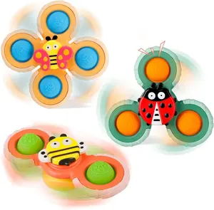 Mainan mandi silikon Fidget berputar Bayi waktu anak-anak mainan Spinner cangkir hisap tangan mainan mandi Fidget