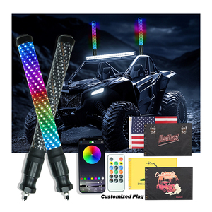 2026 Yeni Uygulama ve Uzaktan Kumandalı 2ft 3ft LED Fren Dönüş Sinyali Lambası Spiral RGB Kırbaç Işık Offroad Plaj Bayrak Direği Işıkları için - Product Image 6
