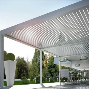 Handmatig Kruksysteem Exterieur Aluminium Waterdicht Buitenhoes Zwembad Met Bioclamatische Pergola Windbestendige Rolgordijn